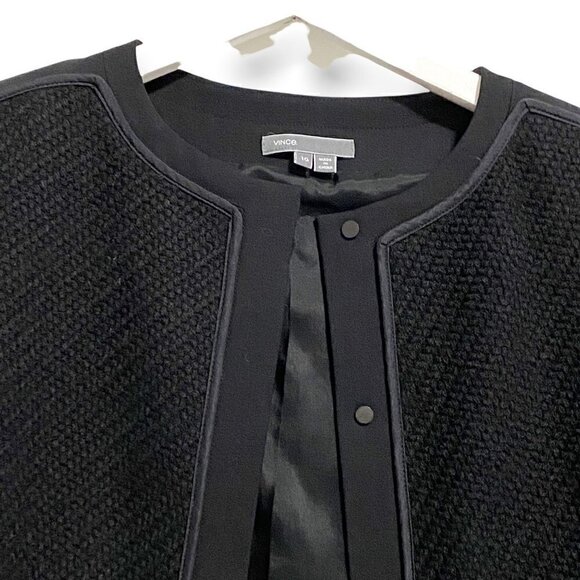 Vince Black Wool and Silk Boucle Overlay Jacket - Picture 5 of 14